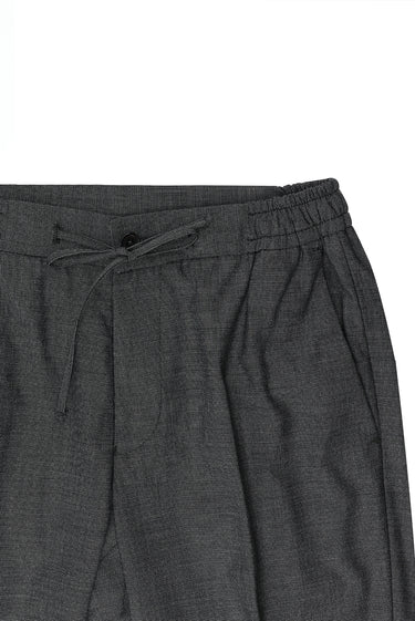 Orta Antrasit Slim Fit Dar Kesim Beli Lastikli İpli Desenli Takım Elbise