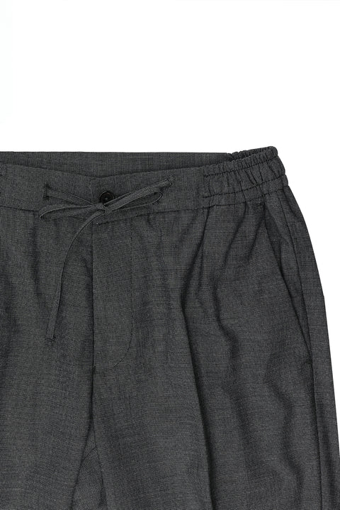 Orta Antrasit 7 Drop Slim Fit Dar Kesim Beli Lastikli İpli Desenli Takım Elbise