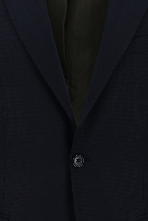 Koyu Lacivert 6 Drop Regular Fit Standart Kesim Beli Lastikli İpli Desenli Takım Elbise