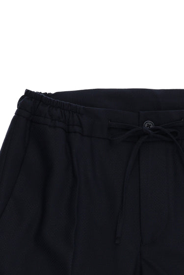 Koyu Lacivert Regular Fit Beli Lastikli İpli Desenli Takım Elbise