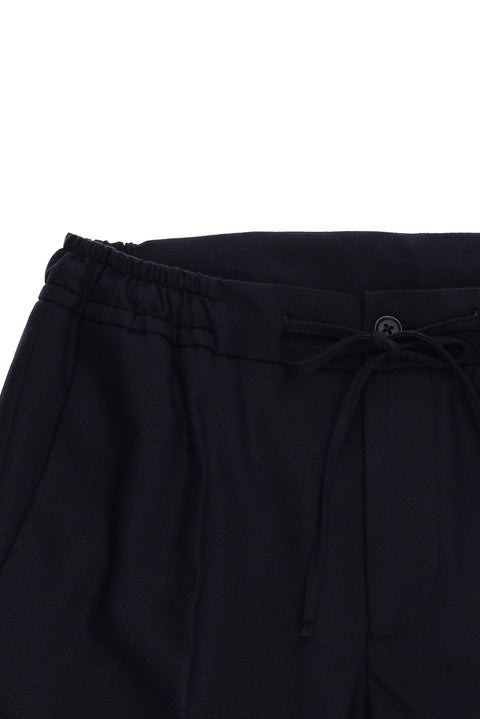 Koyu Lacivert 6 Drop Regular Fit Standart Kesim Beli Lastikli İpli Desenli Takım Elbise