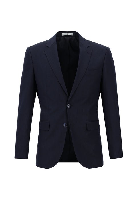 Koyu Lacivert 7 Drop Slim Fit Dar Kesim Beli Lastikli İpli Desenli Takım Elbise