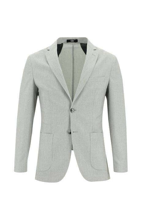 Orta Gri 7 Drop Super Slim Fit Eksra Dar Kesim Beli Lastikli İpli Desenli Takım Elbise