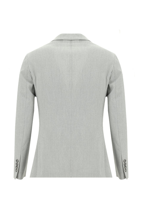 Orta Gri 7 Drop Super Slim Fit Eksra Dar Kesim Beli Lastikli İpli Desenli Takım Elbise