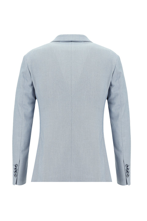 Açık Mavi 7 Drop Super Slim Fit Eksra Dar Kesim Fit Beli Lastikli İpli Desenli Takım Elbise