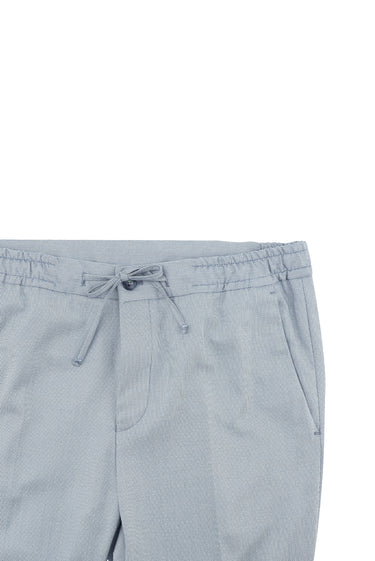 Açık Mavi Super Slim Fit Ekstra Dar Kesim Fit Beli Lastikli İpli Desenli Takım Elbise