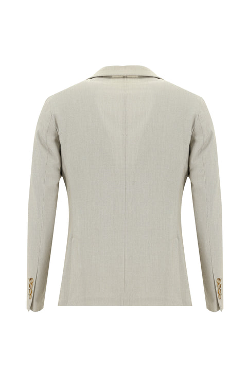 Orta Bej 7 Drop Super Slim Fit Eksra Dar Kesim Beli Lastikli İpli Desenli Takım Elbise