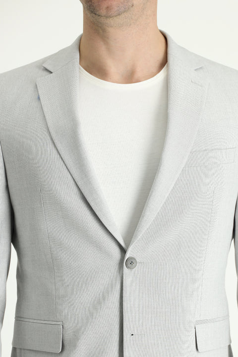 Açık Gri 7 Drop Slim Fit Dar Kesim Beli Lastikli İpli Takım Elbise