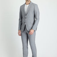 Orta Füme Slim Fit Dar Kesim Beli Lastikli İpli Takım Elbise