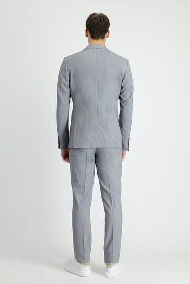 Orta Füme Muscle Fit Beli Lastikli İpli Takım Elbise