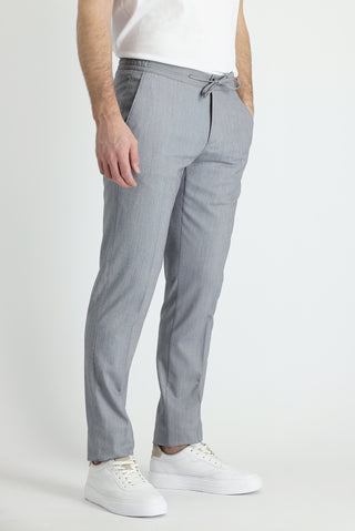  Orta Füme Muscle Fit Beli Lastikli İpli Takım Elbise