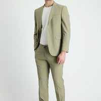 Açık Haki 7 Drop Slim Fit Dar Kesim Beli Lastikli İpli Takım Elbise