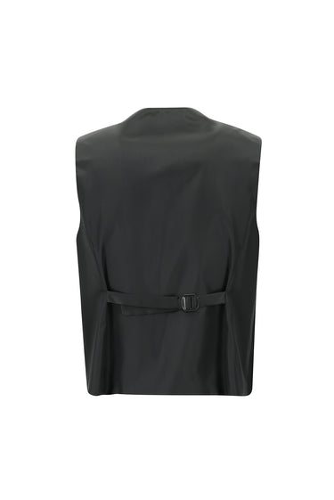 Siyah Slim Fit Dar Kesim Mono Yaka Yelekli Smokin & Damatlık