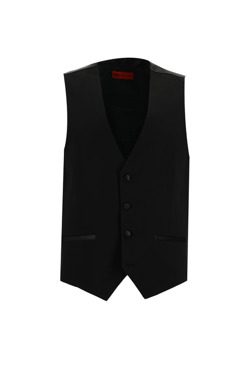 Siyah 7 Drop Slim Fit Dar Kesim Şal Yaka Yelekli Smokin & Damatlık