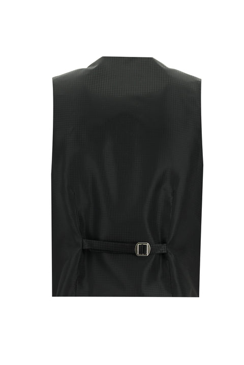 Siyah 7 Drop Slim Fit Dar Kesim Şal Yaka Yelekli Smokin & Damatlık