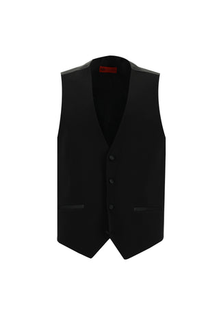  Siyah Slim Fit Dar Kesim Şal Yaka Yelekli Smokin & Damatlık