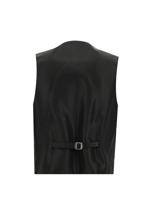 Siyah 7 Drop Slim Fit Dar Kesim Şal Yaka Yelekli Smokin & Damatlık