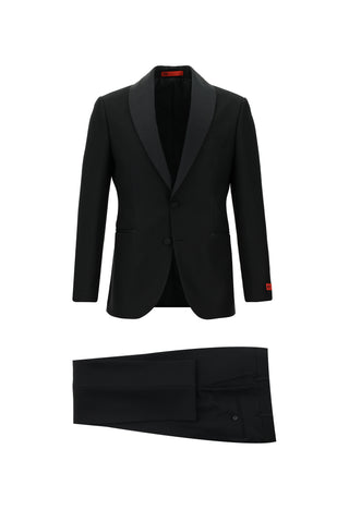  Siyah Slim Fit Dar Kesim Şal Yaka Smokin & Damatlık