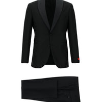 Siyah 7 Drop Slim Fit Dar Kesim Şal Yaka Smokin & Damatlık