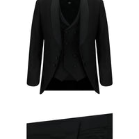 Black 7 Drop Slim Fit Narrow Cut Shawl Collar Vest Tuxedo & Groom Suit