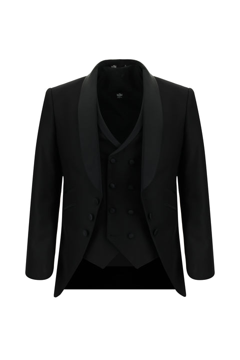 Black 7 Drop Slim Fit Narrow Cut Shawl Collar Vest Tuxedo & Groom Suit