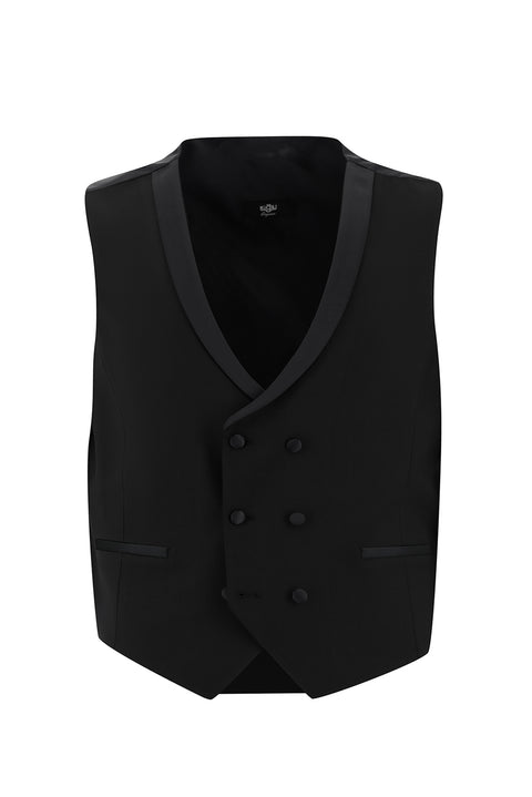 Black 7 Drop Slim Fit Narrow Cut Shawl Collar Vest Tuxedo & Groom Suit