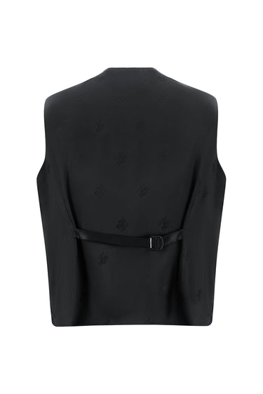 Siyah Slim Fit Dar Kesim Şal Yaka Yelekli Smokin & Damatlık