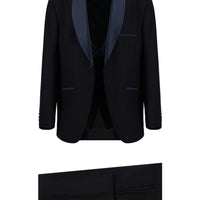 Dark Navy 7 Drop Slim Fit Narrow Cut Shawl Collar Vest Tuxedo & Groom Suit