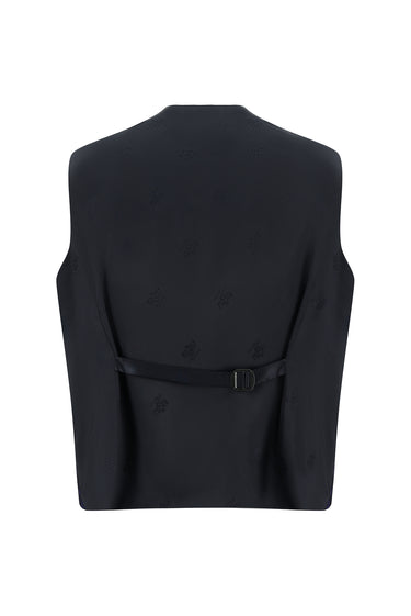 Koyu Lacivert Slim Fit Dar Kesim Şal Yaka Yelekli Smokin & Damatlık