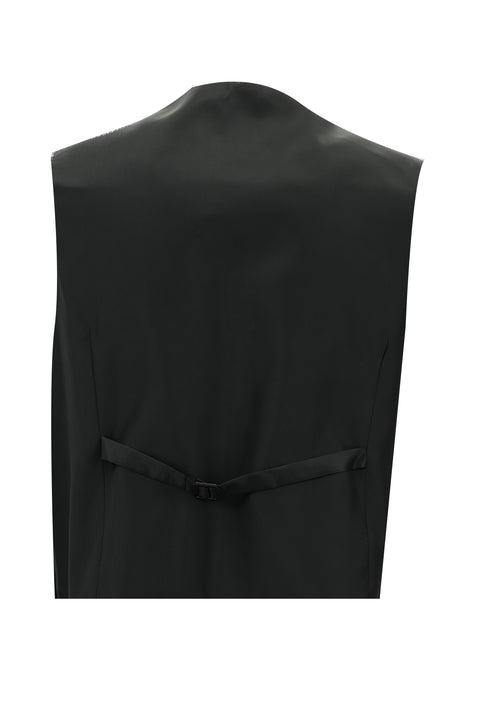 Siyah 7 Drop Slim Fit Dar Kesim Şal Yaka Yelekli Smokin & Damatlık