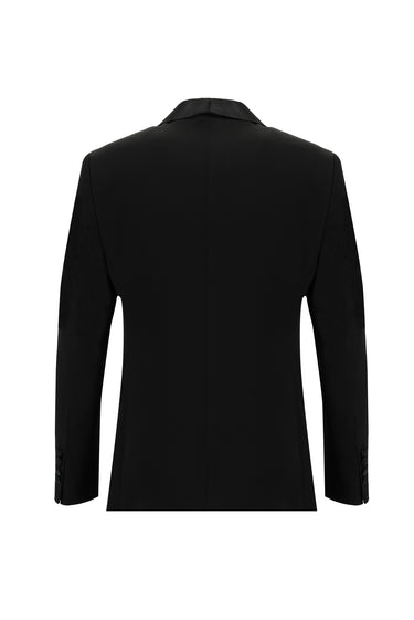 Siyah Slim Fit Dar Kesim Şal Yaka Yelekli Smokin & Damatlık