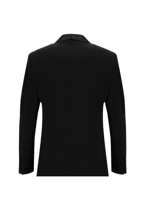 Siyah 7 Drop Slim Fit Dar Kesim Şal Yaka Yelekli Smokin & Damatlık