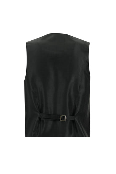 Siyah Slim Fit Dar Kesim Şal Yaka Yelekli Smokin & Damatlık
