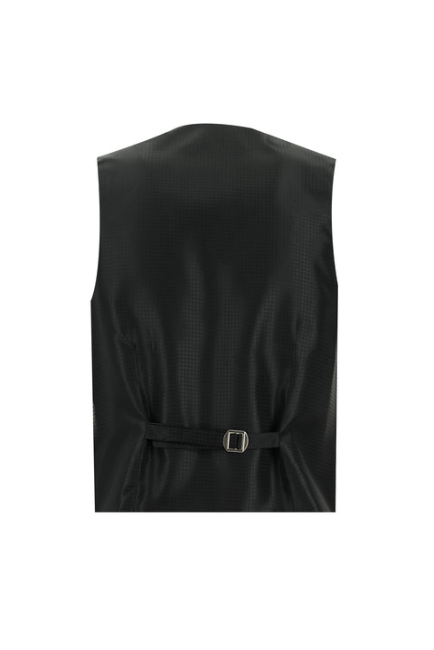 Siyah 7 Drop Slim Fit Dar Kesim Şal Yaka Yelekli Smokin & Damatlık