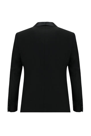  Siyah 7 Drop Slim Fit Dar Kesim Şal Yaka Yelekli Smokin & Damatlık