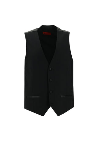 Siyah 7 Drop Slim Fit Dar Kesim Şal Yaka Yelekli Smokin & Damatlık