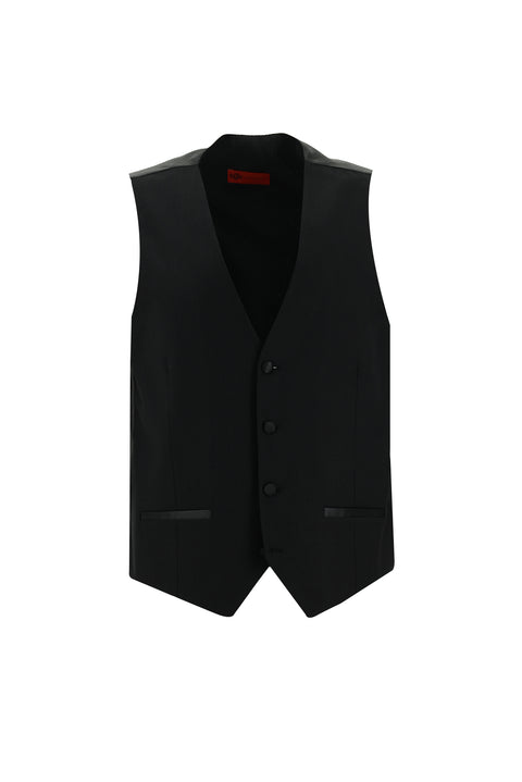 Siyah 7 Drop Slim Fit Dar Kesim Şal Yaka Yelekli Smokin & Damatlık