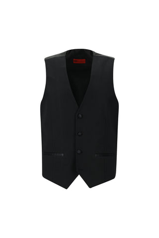  Siyah 7 Drop Slim Fit Dar Kesim Şal Yaka Yelekli Smokin & Damatlık