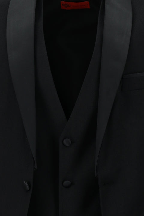 Black 7 Drop Slim Fit Narrow Cut Shawl Collar Vest Tuxedo & Groom Suit