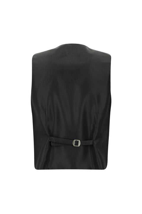 Siyah 7 Drop Slim Fit Dar Kesim Şal Yaka Yelekli Smokin & Damatlık