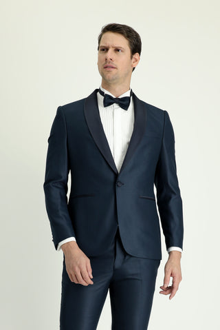  Koyu Yeşil 7 Drop Slim Fit Dar Kesim Şal Yaka Smokin & Damatlık