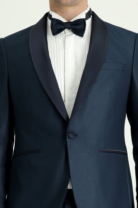 Koyu Yeşil 7 Drop Slim Fit Dar Kesim Şal Yaka Smokin & Damatlık