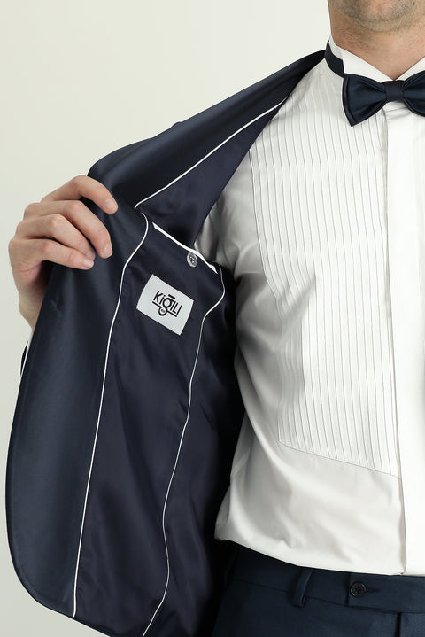 Koyu Yeşil 7 Drop Slim Fit Dar Kesim Şal Yaka Smokin & Damatlık
