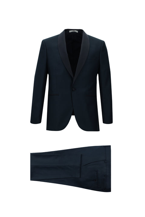 Koyu Yeşil 7 Drop Slim Fit Dar Kesim Şal Yaka Smokin & Damatlık