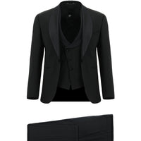 Black 7 Drop Slim Fit Narrow Cut Shawl Collar Wool Vest Tuxedo & Groom Suit