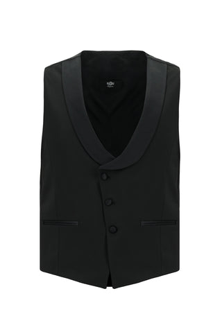 Siyah 7 Drop Slim Fit Dar Kesim Şal Yaka Yünlü Yelekli Smokin & Damatlık