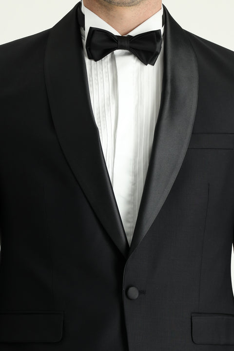 Black 7 Drop Slim Fit Narrow Cut Shawl Collar Tuxedo & Groom Suit