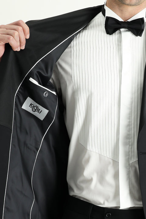 Black 7 Drop Slim Fit Narrow Cut Shawl Collar Tuxedo & Groom Suit