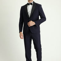 Dark Navy 7 Drop Slim Fit Narrow Cut Shawl Collar Tuxedo & Groom Suit