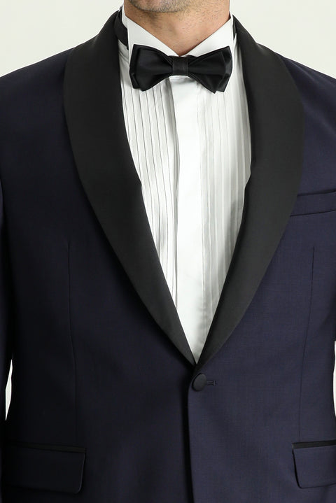 Dark Navy 7 Drop Slim Fit Narrow Cut Shawl Collar Tuxedo & Groom Suit